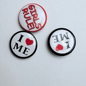90’s mini button pins I love me girls rule set of 3 vintage